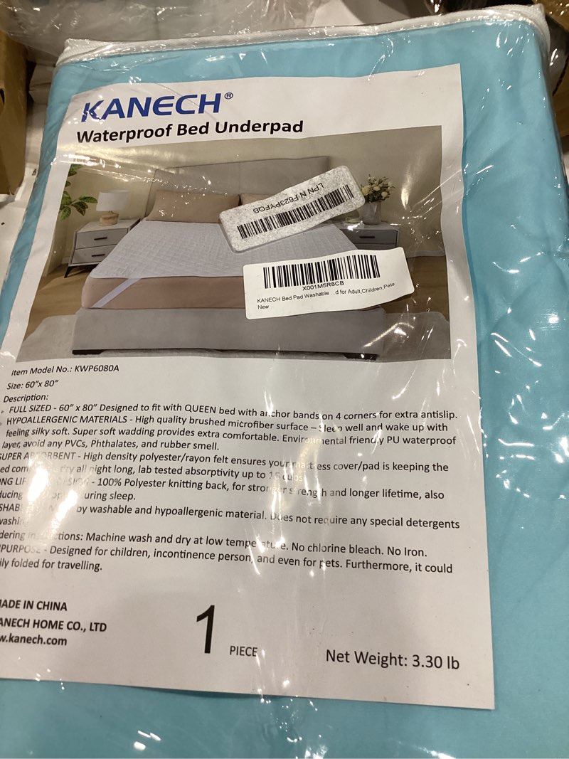 Condition photo showing Good Condition for kanech washable incontinence bed pad – queen 60"x80" – fits 5-20" mattress with upgraded straps, overnight waterproof mattress protector, 16cups absorbency for adults,elderly queen 60 x 80 inches (pack of 1)