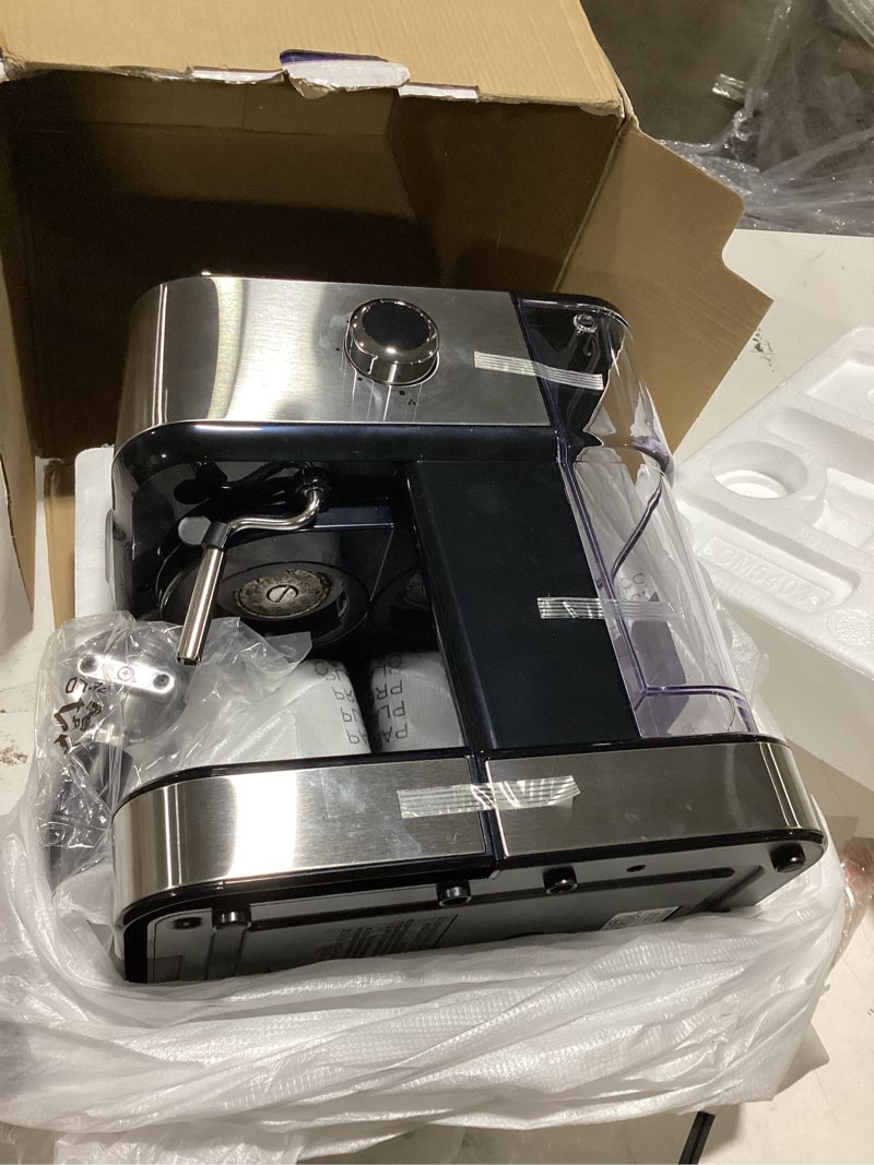 Condition photo showing As Is for capresso café ts touchscreen espresso machine, 50 ounces,silver 50 ounces silver