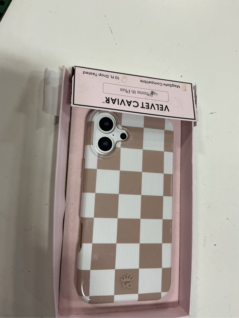 Condition photo showing Good Condition for velvet caviar checkered phone case for iphone 16 plus for women - compatible with magsafe [10ft drop tested] - girly cute protective designer cover - nude neutral aesthetic 16 plus nude vibe checkered