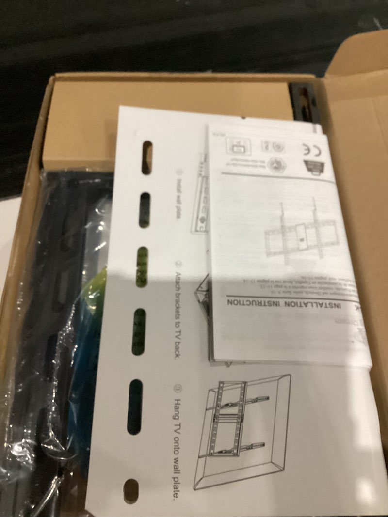 Condition photo showing As Is for Mounting Dream TV Mount Fixed for Most 42-84 Inch Flat Screen TVs, UL Listed TV Wall Mount Bracket up to VESA 600 x 400mm and 132 lbs - Fits 16"/18"/24" Studs - Low Profile and Space Saving MD2163-K For 42"-84" TV