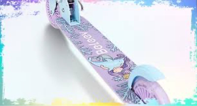 beleev v2 scooters for kids with light-up wheels & stem & deck, 2 wheel folding scooter for girls boys, 3 adjustable height, non-slip pattern deck, lightweight kick scooter for children ages 3-12