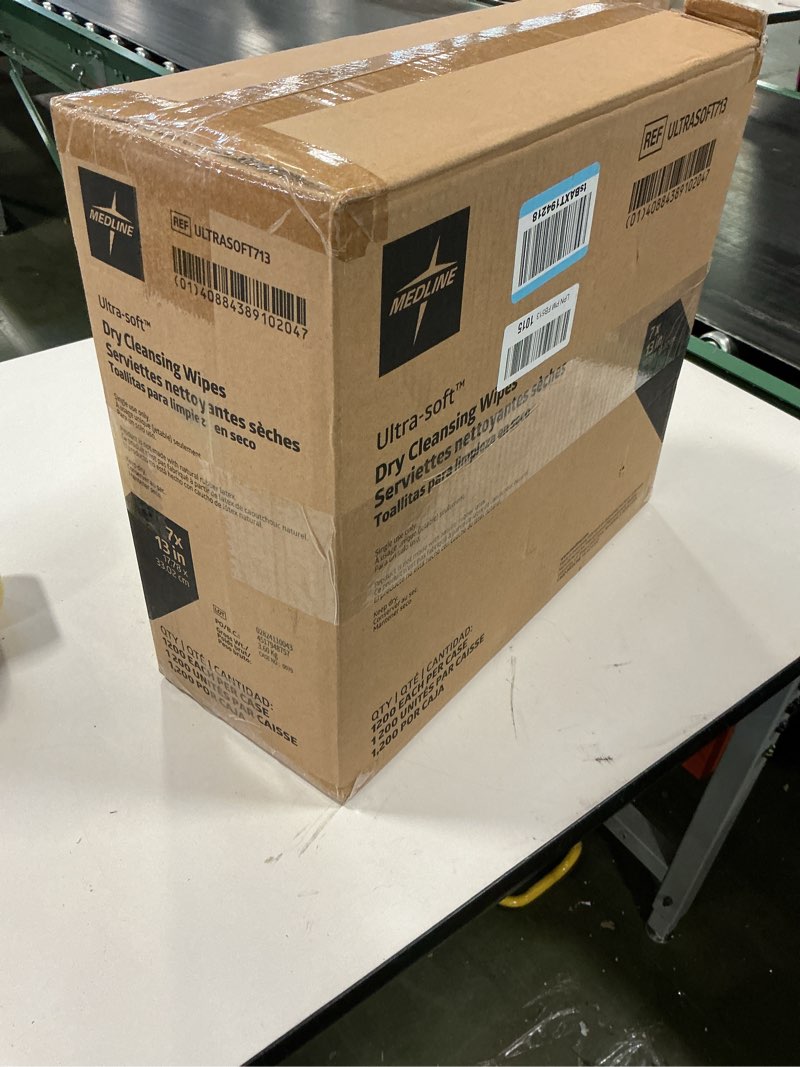 Condition photo showing New/Like New for Medline Ultrasoft Dry Baby Wipes, Gentle Disposable Cleansing Cloths, 1,200 Count, Dry Wipe Size is 7 x 13 inches, Great for Sensitive Skin and can be used as Baby Washcloths, Incontinence Wipes 1200 ct