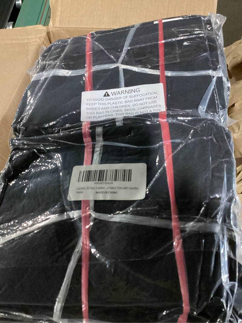 Condition photo showing New/Like New for gardzen 20-pack 5 gallon grow bags, 300g thickened aeration fabric pots with handles, heavy duty plant bags for plants 5 gallons black