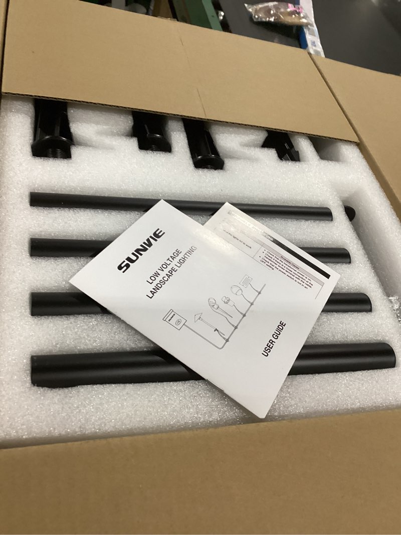 Condition photo showing Good Condition for sunvie led low voltage landscape lighting 12v landscape lighting kit with connectors, low voltage pathway lights with spotlights aluminum pathway lights wired waterproof for patio yard garden, 12 pack 12 pack 3000k warm white