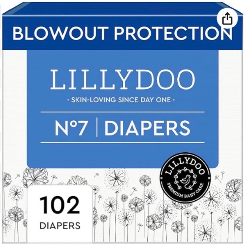 LILLYDOO Baby Diapers - Size 7 (33+ lbs), Monthly Supply (102 Count), Leak Protection, Skin-Friendly