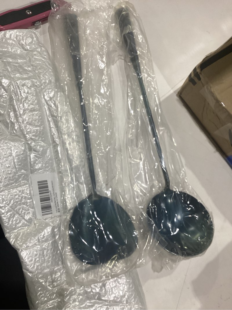 Condition photo showing New/Like New for traditional hand made spatula & ladle wok tool set,chinese iron ladle & spatula,15.8in inches wok utensils