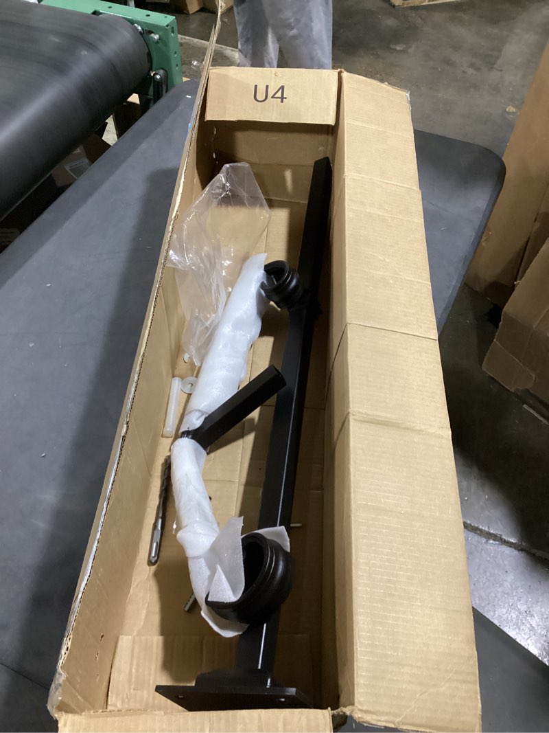 Condition photo showing As Is for handrails for outdoor steps, 1-2 step single post handrail, 38" h rustproof wrought iron stair railing with assembly tool kit for concrete steps, wood steps, black style-03