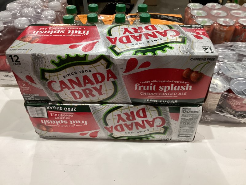 Condition photo showing New/Like New for Canada Dry Caffeine Free Zero Sugar Fruit Splash Cherry Ginger Ale Soda Pop  12 fl oz  12 Pack Cans