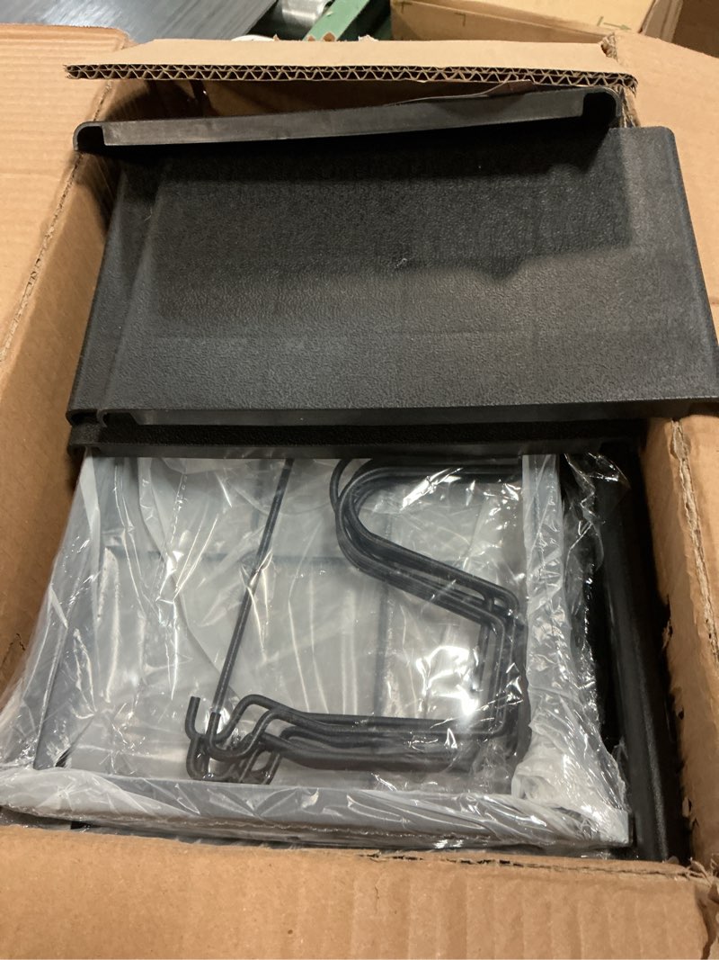 Condition photo showing Good Condition for Pots and Pans Organizer Under Cabinet, Expandable 2 Tier Under Sink Organizers and Storage Adjustable Height Kitchen Pot and Pan Lid Holder Rack with 12 Dividers Under Cabinet Shelf(Black) 4panels &2 pot rack-2 Tier Black