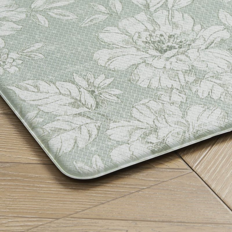 laura ashley - anti-fatigue kitchen mat, iris floral design, stain, water & fade resistant, cooking & standing relief, non-slip backing,