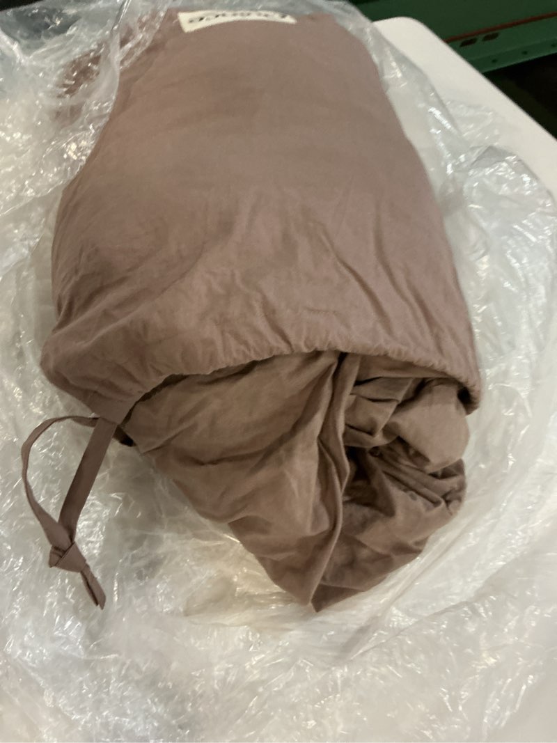 Condition photo showing As Is for quince organic brushed cotton sheet set, full, fig