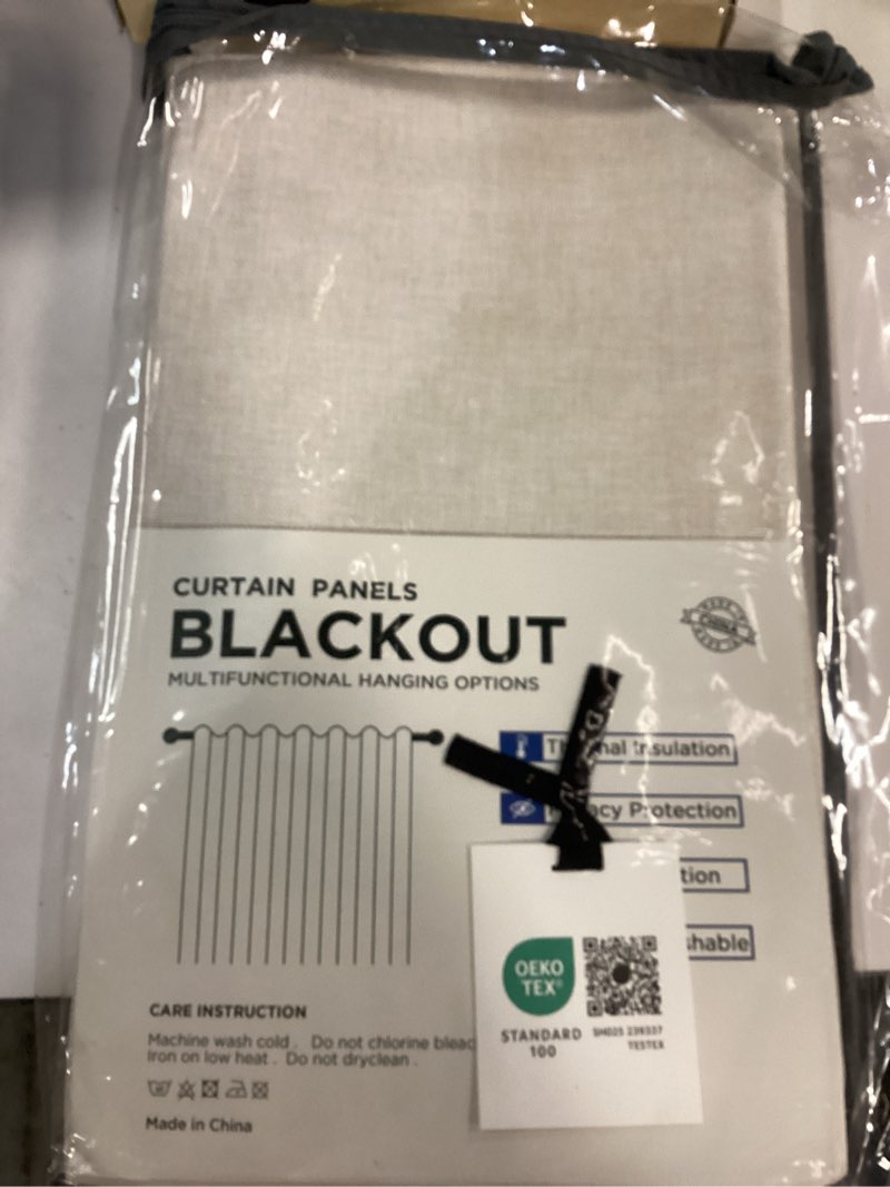 Condition photo showing New/Like New for 100% Blackout Shield Linen Blackout Curtains for Bedroom 96 Inches Long, Back Tab/Rod Pocket Living Room Drapes, Thermal Insulated Blackout Curtains 2 Panels Set, 50" W x 96" L,Cream Cream 50"W x 96"L (Pack of 2)