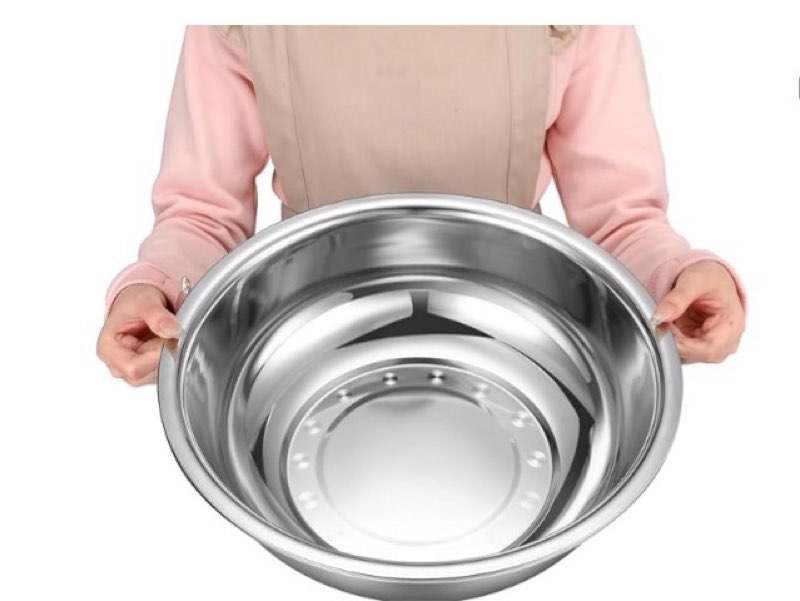 nuogo 2 pcs stainless steel mixing bowls metal mixing bowls extra large basin salad basin deeper edge dishwasher safe mirror finish for home and commercial, silver (16 inch 13 qt)