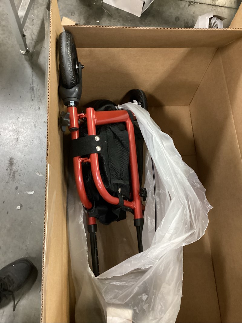 Condition photo showing New/Like New for WALK MATE 3 Wheel Rollator Walker with Seat for Slim Seniors, Padded Backrest Lightweight Foldable Walker Ideal for Elderly, 8 Inch Tri-Wheel Modern Mobility Walking Aid Aluminum, Red