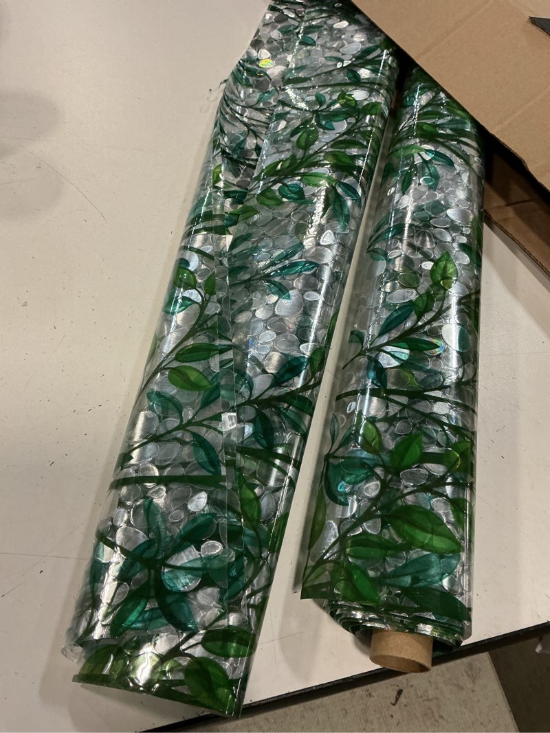 Condition photo showing As Is for lemon cloud window privacy film, stained glass window film, decorative rainbow window clings, static cling non adhesive door stickers, anti-uv sun blocker heat control for home 35.4 x 78.7 inches 35.4 x 78.7 inch green