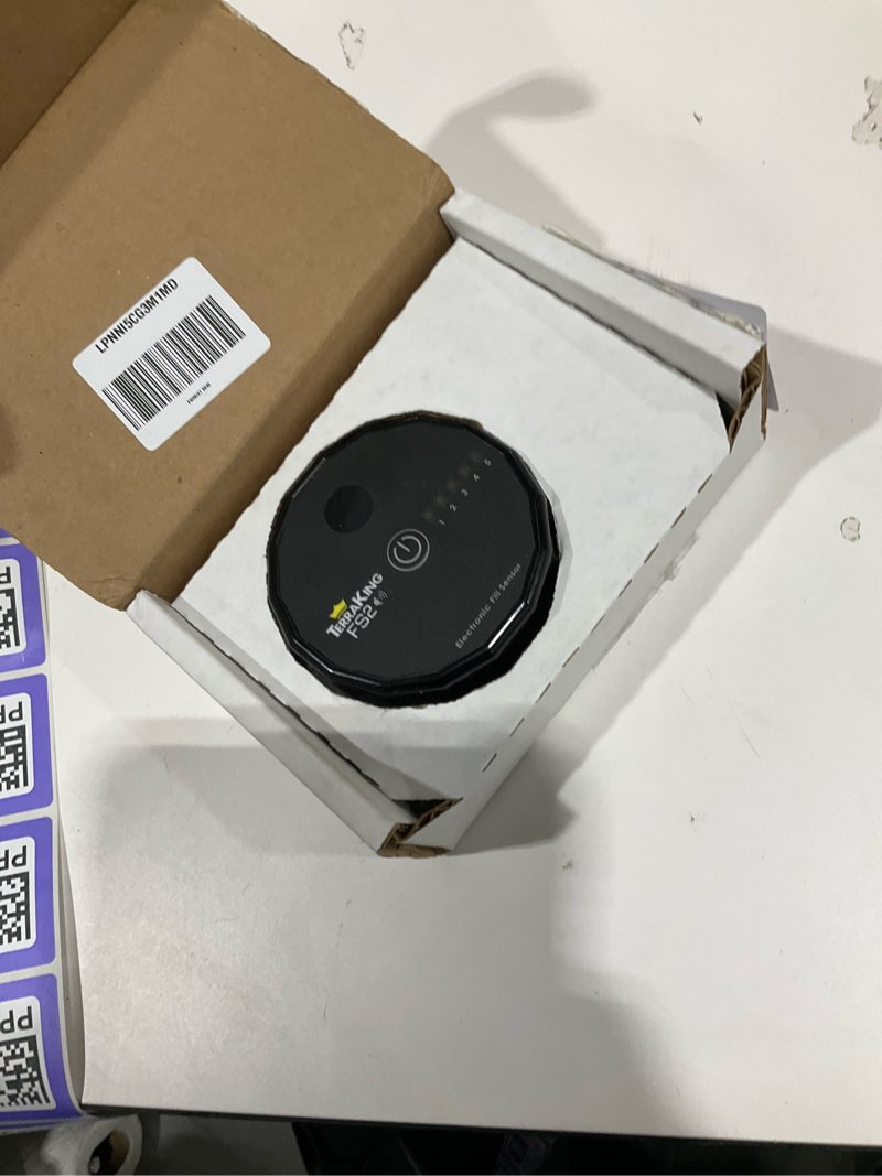 Condition photo showing As Is for tk95073 fs2 material collection fill sensor; designed for most baggers or leaf/material collection systems; rechargeable battery, usb cable included