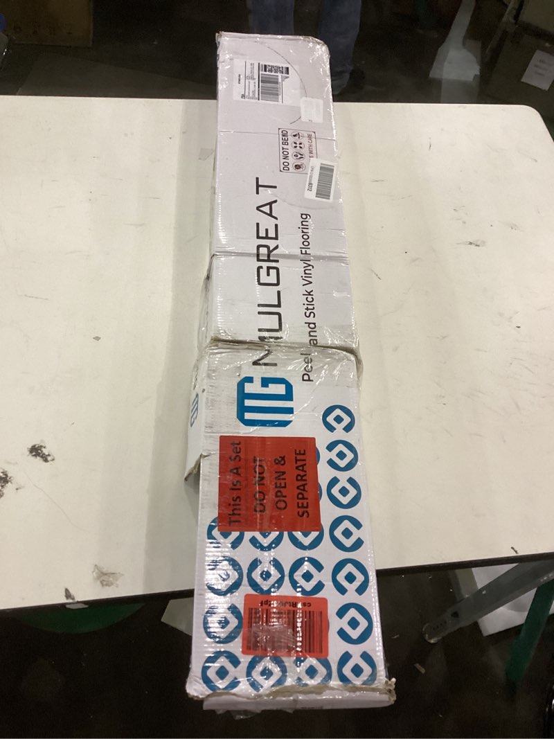 Condition photo showing New/Like New for MULGREAT Peel and Stick Floor Tile, 54 Sq.Ft Self Adhesive Vinyl Flooring Plank, 36 Pieces Waterproof Heavy Duty Wood Grain Tiles, 36"x6" DIY Planks for Bedroom Kitchen Apartment Bathroom White 36×6 inches Tea White 36