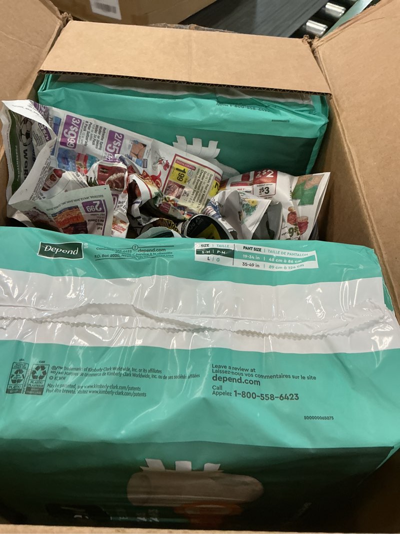 Condition photo showing Good Condition for ( incomplete )depend adult diapers with tabs, incontinence protection with tabs, unisex, small/medium (19–34\" waist, up to 170 lbs), maximum absorbency, 60 count (3 packs of 20) small/medium 60