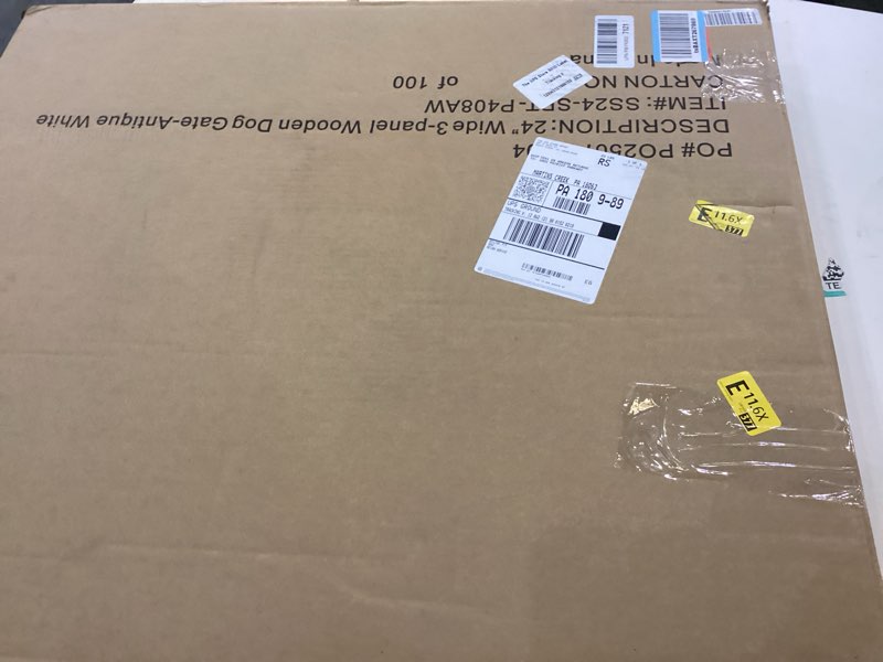 Condition photo showing New/Like New for SPIRICH Dog Gate Indoor, Dog Gates for Doorways, Stairs, The House, Wooden Freestanding Foldable Pet Gate, Extra Wide Step Over Puppy Gate, 3 Panels, White Antique White [3 Panels]72"W x 28"H