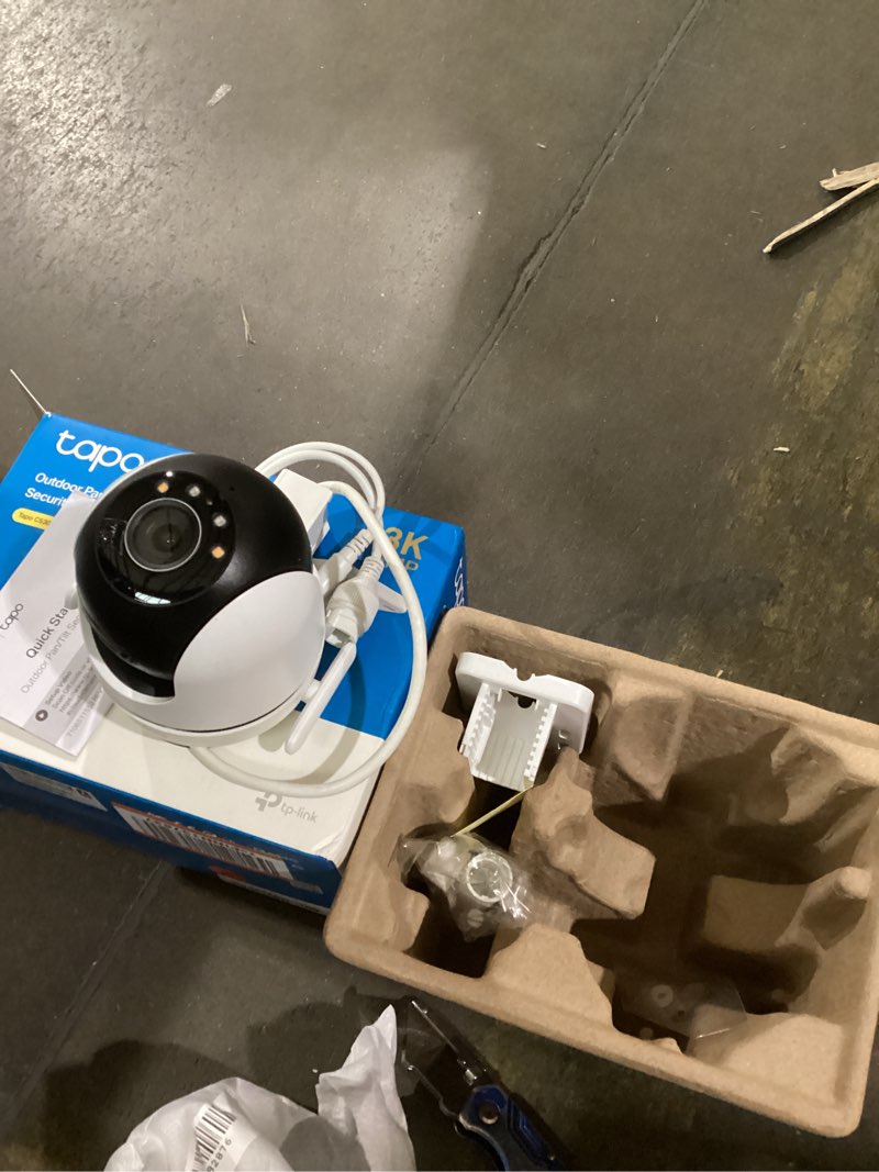 Condition photo showing As Is for Tapo 3K 5MP Outdoor Pan/Tilt Security Wi-Fi Camera – 360° View, Free Person/Vehicle Detection, Starlight Color Night Vision, IP66, Sound and Light Alarm, Works w/Alexa and Google Home, VistaCam 360°