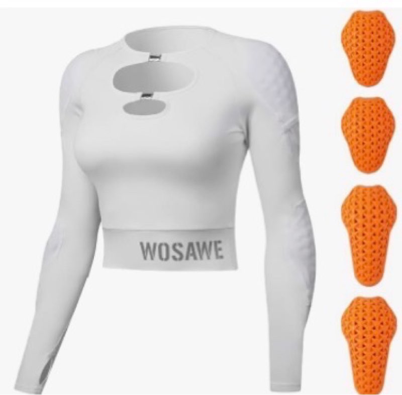 WOSAWE Womens Motorcycle Cropped Jacket Summer Padded Motorbike Shirt Slim Fit Athletic Tops Scooter