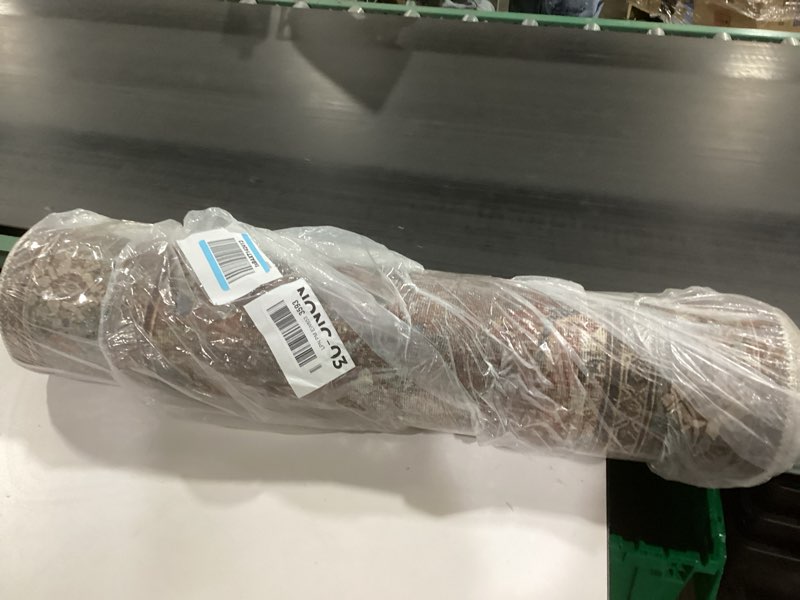 Condition photo showing As Is for Loloi Layla Collection LAY-01 Brick/Blue 2'-6" x 9'-6" .13" Thick Runner Rug, Soft, Durable, Vintage Inspired, Distressed, Low Pile, Non-Shedding, Easy Clean, Printed, Living Room Rug 2'6" x 9'6" (Rectangular) Brick / Blue