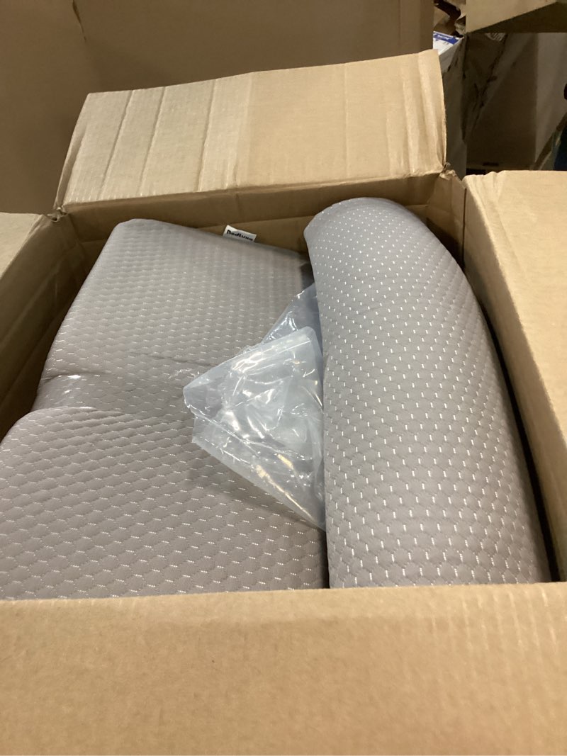 Condition photo showing Good Condition for Bedluxe 3Pcs Orthopedic Bed Wedge Pillow Set, Foam Wedge Pillow Post Surgery for Back, Leg and Knee Support, Adjustable 9&12 Inch Folding Triangle Pillow for Sleeping, Acid Reflux, Snoring, Grey Grey Adjustable 9&12 Inch + 1 Head Pillow