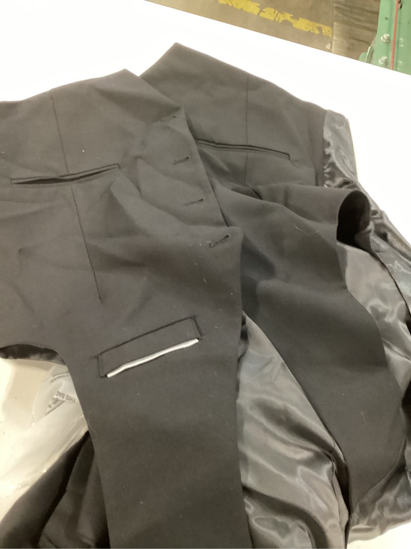 Condition photo showing Good Condition for lupurty men's one button 3-piece suits slim fit tuxedo set with blazer jacket vest & pants for wedding prom business black large