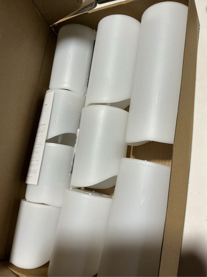 Condition photo showing Good Condition for flameless candles with remote, battery operated flickering flameless candles, led candles with timer 2/4/6/8h, with realistic led candles set of 9 (d3 x h 3" 4" 5" 6" 7") (white)