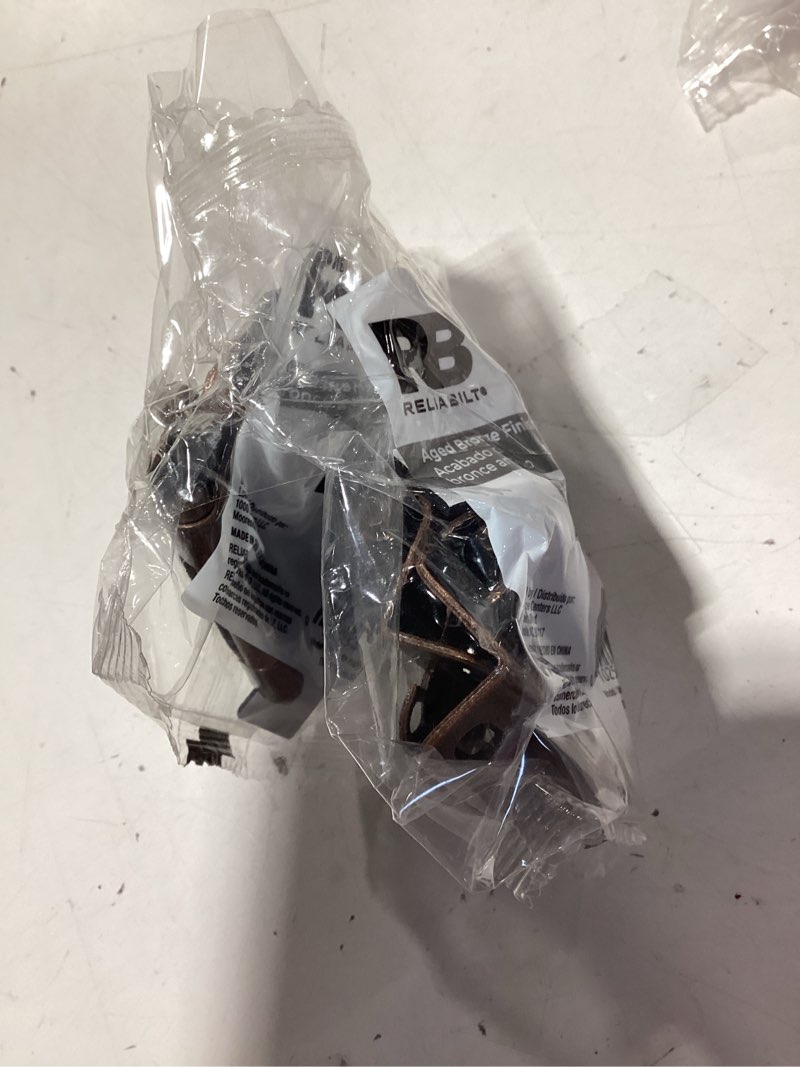 Condition photo showing New/Like New for reliabilt 200-degree 1/2-in overlay 1/2-in inset semi-wrap surface self-closing aged bronze cabinet hinge, 1 pair (2-pieces)