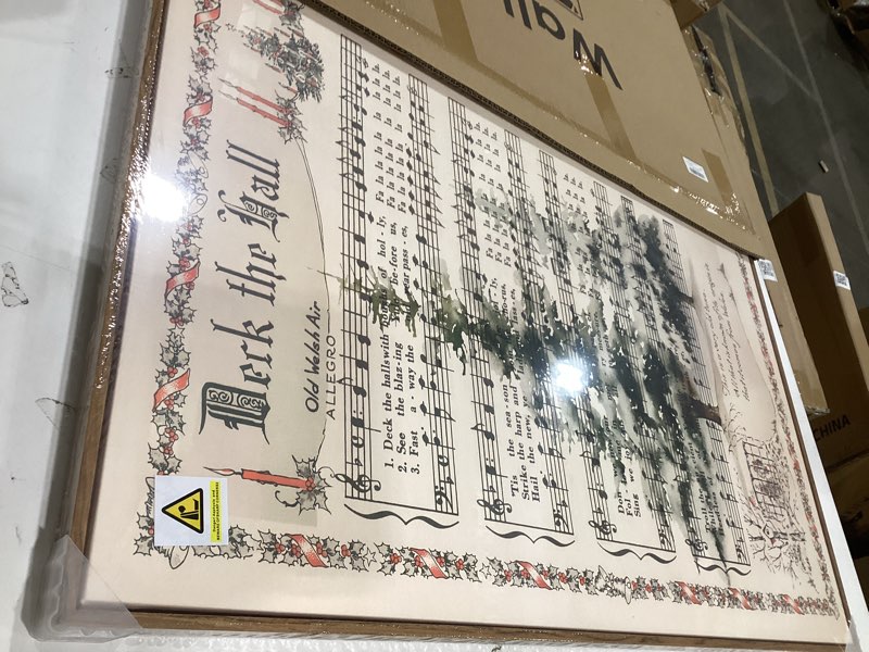 Condition photo showing New/Like New for framed music wall art, neutral vintage sheet music canvas prints artwork for walls, rustic tree picture for hallway entryway bedroom dining room office living room wall decor, 24x36 in 36"l x 24"w beige
