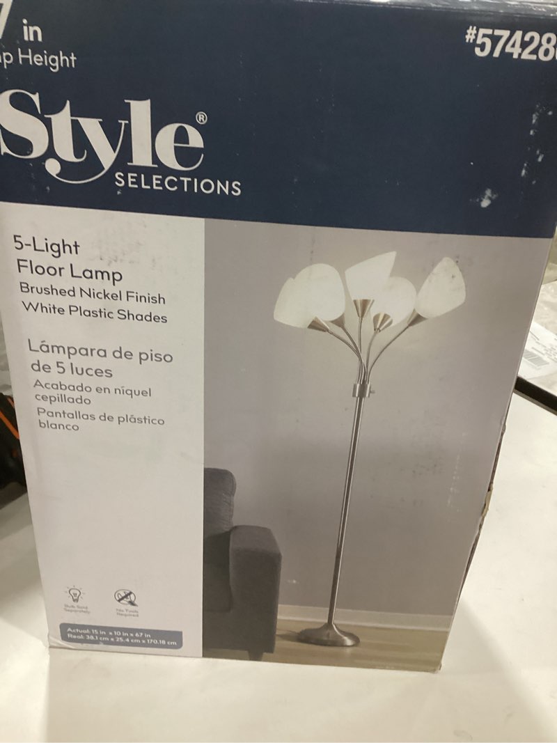 Style Selections 5-Light Floor Lamp Brushed Nickel Finish