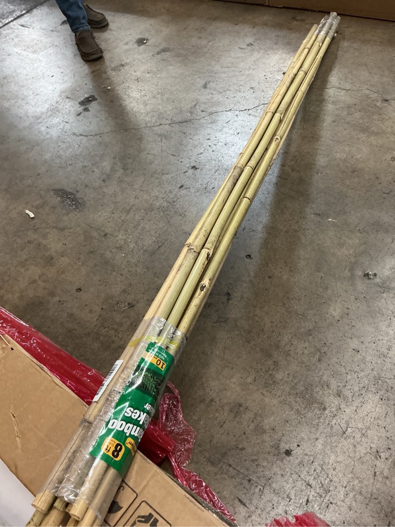 Condition photo showing Good Condition for 10pcs 1" D Thicker Heavy Duty Bamboo Stakes, 8FT Plant Stakes, Natural Garden Stakes for Tomato, Bean, Flowers,Trees Potted and Climbing Plant Support 8Ft, Pack of 10