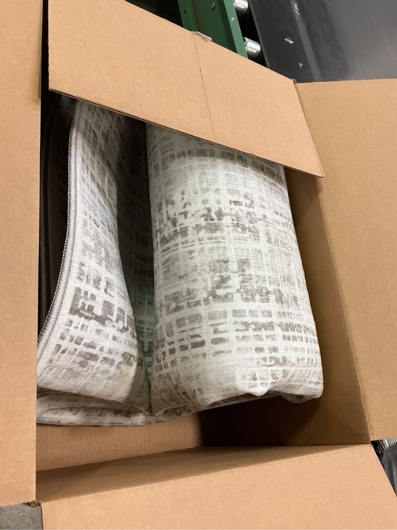 Condition photo showing Good Condition for 5x7 Area Rugs Washable Rug: Anti-Skid Abstract Modern Living Room Rug Soft Thin Carpets Indoor Floor Non-Shedding Carpet for Bedroom Dining Farmhouse Nursery Home Office (White Gray, 5'x7') White Gray 5' x 7' (Rectangular)