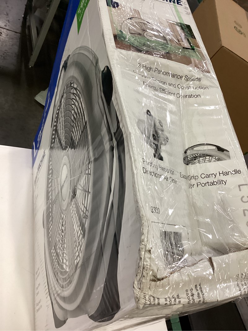 Condition photo showing As Is for lasko wind machine fan, air circulator fan with 3 speeds, 20" model 3300, gray