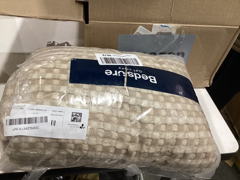 Condition photo showing As Is for Bedsure Cooling Cotton Waffle King Size Blanket - Lightweight Breathable Summer Blanket of Rayon Derived from Bamboo for Hot Sleepers, Luxury Throws for Bed, Couch and Sofa, Taupe, 104x90 Inches King (104" x 90") Taupe