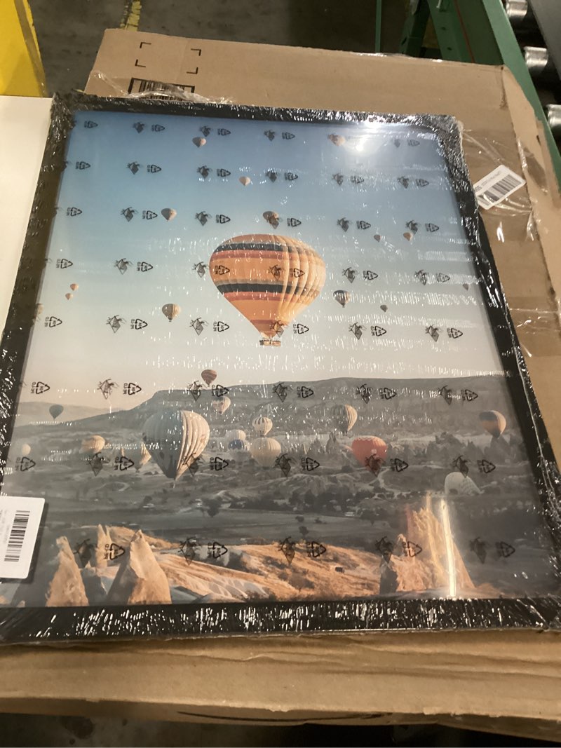 Condition photo showing New/Like New for 17x22 picture frame black for poster photo picture, horizontal and vertical formats for wall hanging, 17 x 22 wall gallery poster photo frame for 17 by 22 photos posters, black