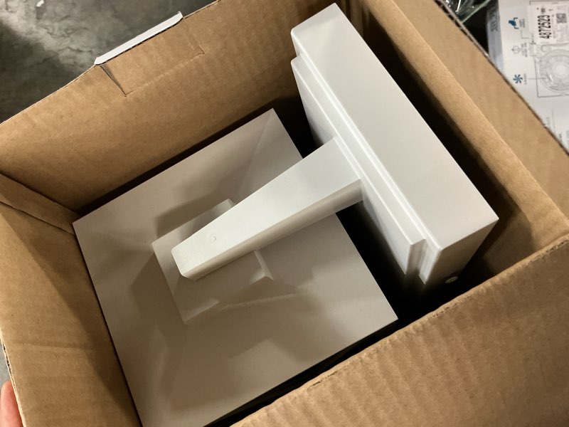 Condition photo showing As Is for allen + roth st. joseph 1-light 13-in h white outdoor wall light