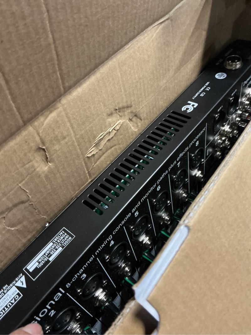Condition photo showing As Is for depusheng dt8 professional mixer sound board console 8 channel desk system interface digital usb computer mp3 input 48v phantom power stereo dj studio fx steel chassis,black dt8 - 8 channel audio mixer