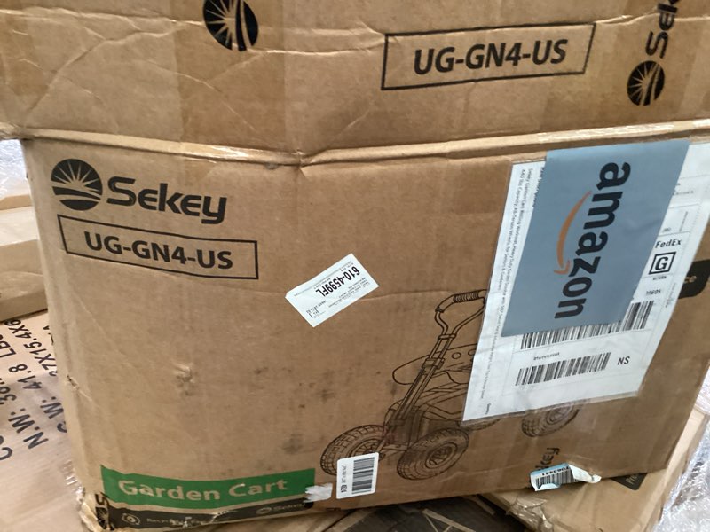 Condition photo showing As Is for sekey garden cart rolling workseat with backsupport & 360° swivel seat, heavy duty garden scooter with adjustable height, tool tray, all-terrain wheels, 440 lbs capacity for seniors & gardeners 500lbs