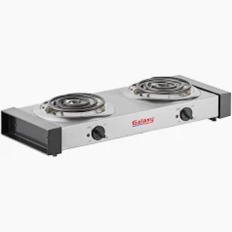 2000W Hot Plate,Portable Electric Stove Countertop Double Coil Burners W/5 Level Temperature Control