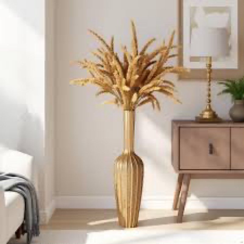 Rocendlor Elegant Gold Floor Vase - 23.62” Tall Decorative Vase for Dried Flowers | Home Decor Accen