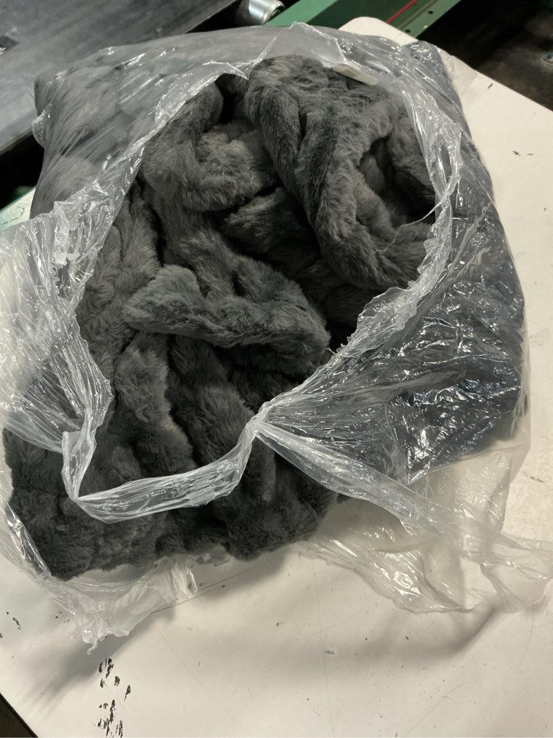 Condition photo showing Good Condition for battilo soft faux fur throw blanket for couch, double side, 50"x60", grey | luxury minky couture blanket, grey throw blanket, premium silky cozy soft bubble faux fur blanket for bed, sofa living room grey 50"x60"