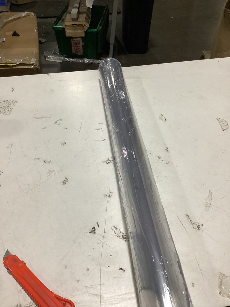 Condition photo showing As Is for lovepads clear desk mat 30 x 72 inch, 1.5mm thick clear table protector, waterproof plastic table cover protector, pvc desk protector mat, vinyl desk cover for desktop, coffee & dining table 30" x 72" (rectangular) clear 1.5mm