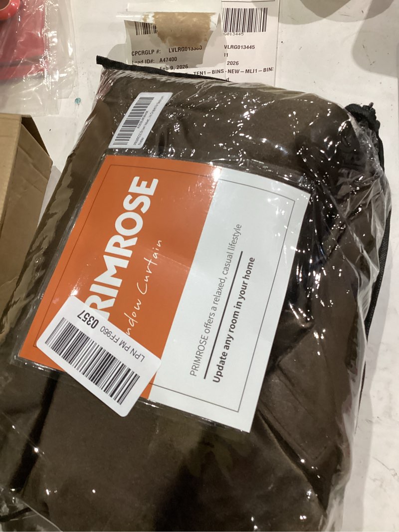 Condition photo showing Good Condition for PRIMROSE Brown Velvet Curtains 96 inch Long for Living Room,Set of 2 Panels Blackout Rod Pocket Back Tab Window Treatment Room Darkening Heavy Decorative Curtains Drapes for Bedroom Brown 52"W x 96"L (Pack of 2)