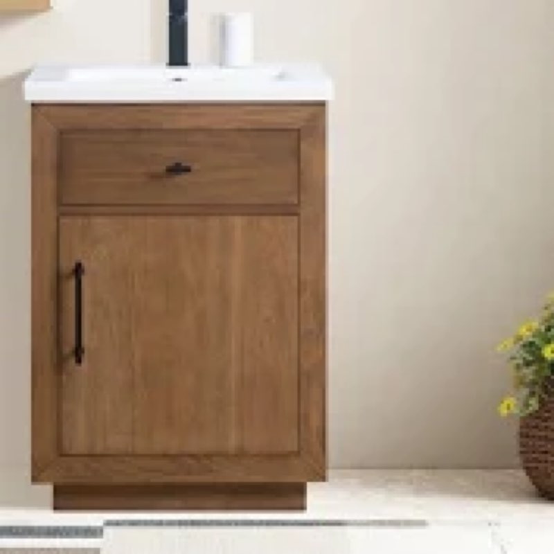 24'' free standing single bathroom vanity with ceramic top