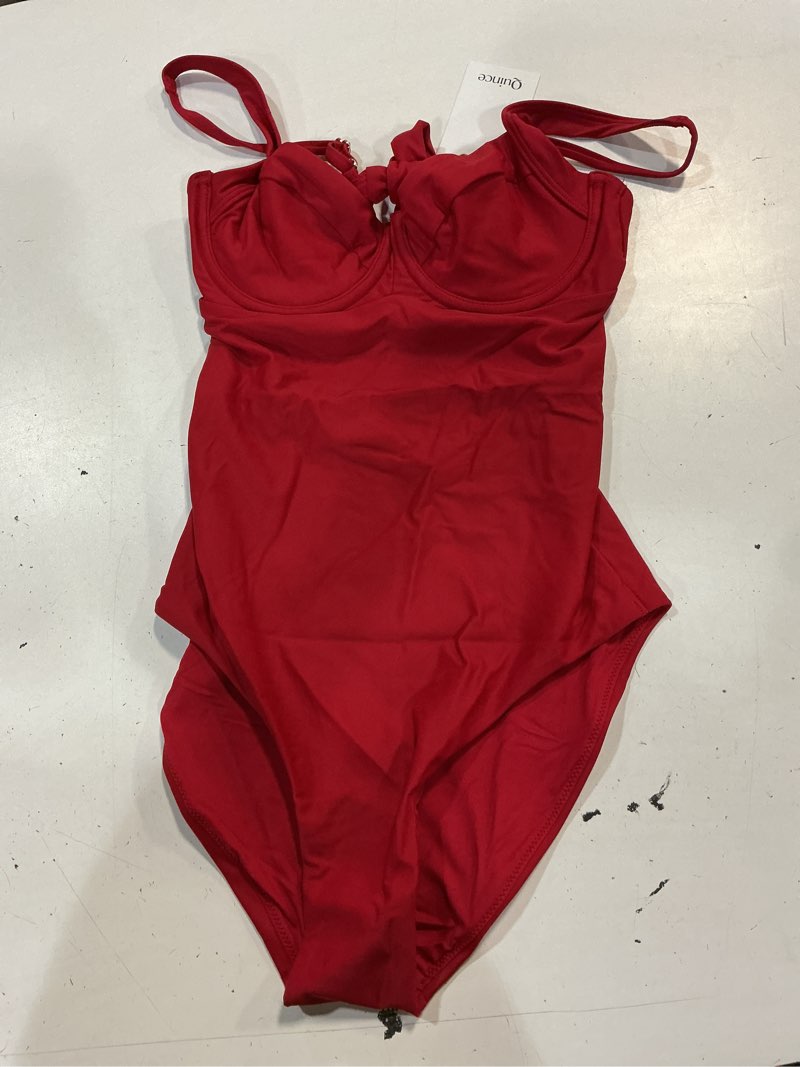 Condition photo showing New/Like New for italian underwire one-piece swimsuit, s, cherry
