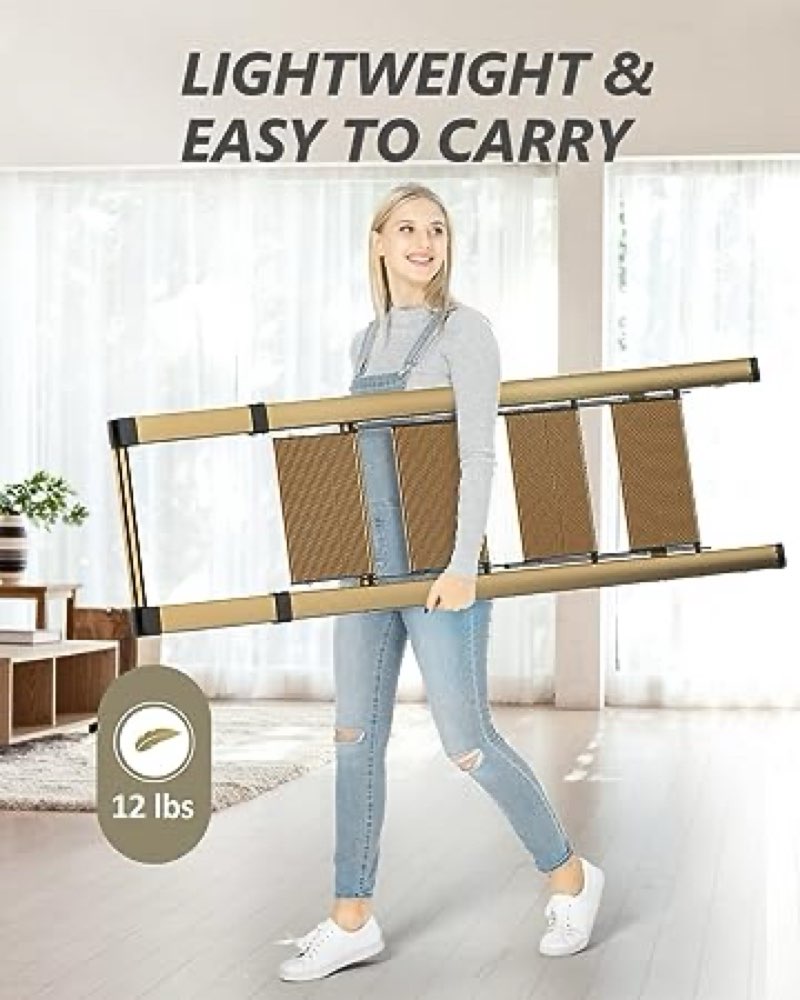 SOLADDER 4 Step Ladder, Folding Step Stool with Anti-Slip Wide Sturdy Pedal and Handgrip, Portable Lightweight Aluminum Stepladder, 330 lbs Capacity, Multi-Use for Home, Library, Office, Garage - Brown Gold