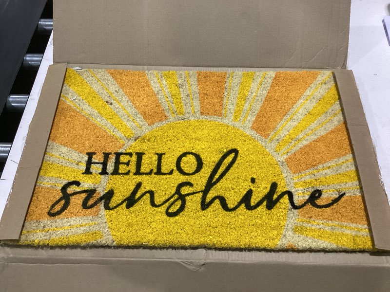 Condition photo showing Good Condition for dii natural coir doormat, decorative hello mat, 17x29, yellow hello sunshine