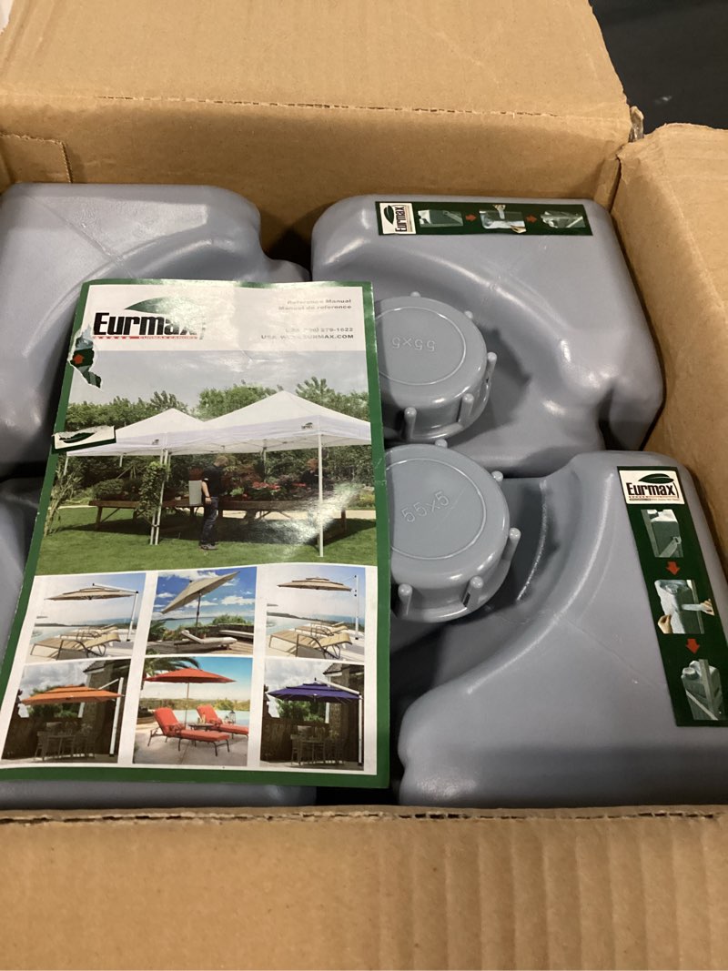 Condition photo showing Good Condition for Eurmax USA Universal Upgraded Water Weight Heavy Duty Feet Leg Weights Bag Canopy Weights for Gazebo Shelter,Pop up Canopies Instant Tents(4 Pcs Weights) Portable Freestanding Shelter